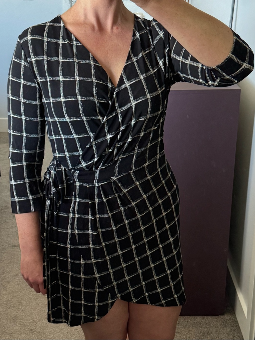 Women’s Grid-Print Wrap Dress